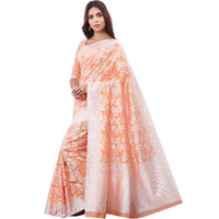 Glory Sarees Womens Banarasi Artificial Silk Saree With Blouse Piece (kara124-peach_Peach)