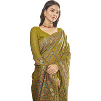 Glory Sarees Womens Kashmiri Pashmina Silk Woven Saree With Blouse Piece (Heritage_Silk108_Yellow)