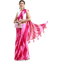 RANI SAAHIBA Womens Chiffon Lehriya Printed Saree Without Blouse (SSKR9102_Pink)