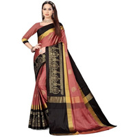 GRECIILOOKS Womens Ready Pleated Cotton Silk Regular Fit SAREE (Dusty)