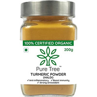 Pure Tree Certified Organic Haldi Powder | 200 g | Glass Jar | Turmeric Powder | Organic Spice Masala Powder | Turmeric Raw | Strong Antioxidant | Turmeric Powder for Milk