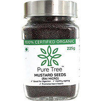 Pure Tree Certified Organic Mustard Seeds Small | 225 g | Glass Jar | Black Small Mustard Rai Seeds Small | Sasive seeds Whole Kali Rai Dana | Sarson dana Indian Spice Gluten Free