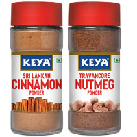 KEYA Combo of Cinnamon Powder 45gm, Nutmeg Powder 65gm, Pack 2