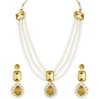 Peora Gold Plated Kundan Long Necklace Earring Indian Traditional Jewellery Set for Women