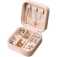 SGMVK Jewellery Organiser PU Leather Zipper Portable Storage Box Case with Dividers Mini Jewelry Organizer Box for Women Travel Ring, Pendant, Earring, Necklace Storage Case (MULTICOLOR) (SQUARE)