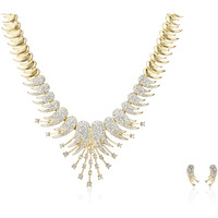 Estele 24 Kt Gold Plated Signature Starbust in Austrian Crystal Necklace Set for Women