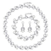 Shining Diva Latest Combo Design Silver Plated Pearl Necklace Earrings Bracelet Jewellery Set for Women (Design04-silver) (12040s)