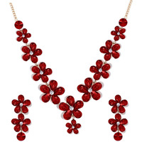 YouBella Jewellery Sets for Women Crystal Necklace Jewellery set with Earrings For Girls/Women (Red)
