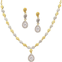 ZENEME Jewellery Set Fascinating Gold Tone Necklace Set & Earring Adorned With American Diamond Jewellery For Women and Girl