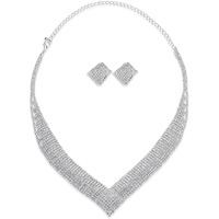 Shining Diva Fashion Latest Stylish Design Fancy Crystal Diamond Necklace Jewellery Set for Women (14973s)