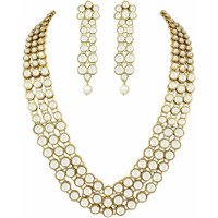 Shining Diva Gold Plated Traditional Jewellery Kundan Pearl Necklace Set with Earrings For Women (White) (rrsd6706s)