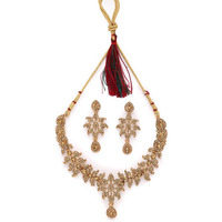 Sukkhi Smashing Gold Plated AD Stone Collar Bone Necklace Set And Earring | Jewellery Set For Women (NS105662)