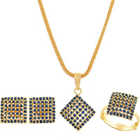 Handicraft Kottage Pearl Long Necklace Earring Set for Women And Girls Indian Traditional Jewellery Wedding (Set_square-blue-hk)