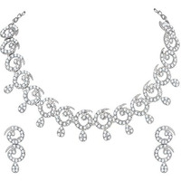 Atasi International Rhinestone Silver-Plated Jewellery Set/Necklace for Women (White) (R140)