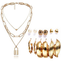 YouBella Fashion Jewellery Gold Plated Necklace and Earrings Combo Jewellery Set for Girls and Women (Gold) (Style 3)