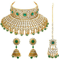 Peora Gold Plated Kundan Pearl Bridal Choker Necklace Traditional Jewellery Set for Women Girls