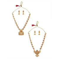 ZAVERI PEARLS Combo of 2 Adorable Temple Necklace set For Women-ZPFK9064