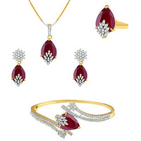 YouBella Fashion Jewellery Gold Plated Necklace Jewellery set with Earrings For Girls/Women (Red)