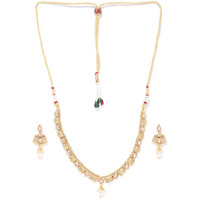 Priyaasi Traditional Jewellery Set for Women | Classic Design | Gold-Plated | Studded Pearl Drop Golden Jewellery Set for Women - Wedding, Puja