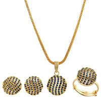 Handicraft Kottage  Gold Plated Strand Necklace Set for Women (Blue2)