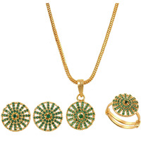 Handicraft Kottage  Gold Plated Strand Necklace Set for Women (Dark Green)