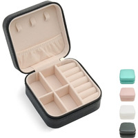 Faux Leather Mini Jewelry Travel Case,Small Travel Jewelry Organizer, Portable Jewelry Box Travel Mini Storage Organizer Portable Display Storage Box For Rings Earrings Necklaces Gifts (Black)