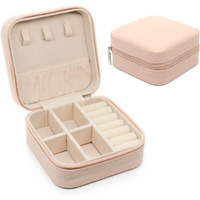 Awestuffs Jewellery Travel Case, Small Jewelry Box, Traveling Jewelry Organizer, PU Leather Storage Box, Portable Jewellery Storage Holder (Pink)