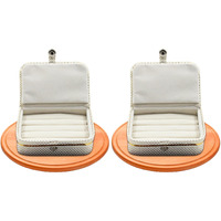 atorakushon Fabric Pack of 2 Multipurpose Cream Ring Box Ring Case Jewellry Pouch Travelling Box Organizer