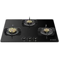 Faber 3 Burner 70cm Hob |Auto-Ignition| HOB PRIME HT703 CRS BR CI AI |Metal Knobs| Cast Iron Pan Support |Hob/Cooktop Hybrid| Black Glass Finish |5 Yr Warranty on Glass,Valve & 2 Yr on Burner by Faber