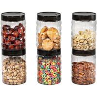 CELLO Checkers Pet Plastic Airtight Container Set (6-Piece, 2000 ml, Transparent)