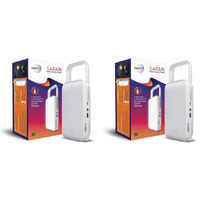 Wipro Safari Emergency Rechargeable LED Lantern with 7200 mAH Battery | Brightness Control Feature | in- Built Mobile Charging Point | Pack of 2
