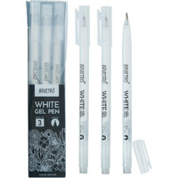 BRUSTRO White Gel Pen | Ideal for Kids and Adults, Drawing, Mandala Arts, Students, Office Use, Writing, Pen Set | Tip size - 1 mm | Pack of 3