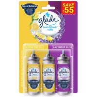 Glade Touch & Fresh Aerosol Air Freshener for Bathroom | 12ml Refill (Pack of 3) | Lasts up to 100 Sprays,Lavender | Lasting Fragrance with One Touch