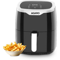 AGARO Galaxy Digital Air Fryer For Home, 4.5L, Electric Air Fryer, Convection Oven, 1400W, 7 Preset Programs & Reheat, 360 Degrees Air Circulation, Digital Touch Display, Bake, Roast, Toast, Black