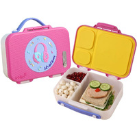 rabitat Munchbee 3-Sectional Lunchbox for Kids - Leakproof Dividers, BPA-Free Material, Easy to Open for School