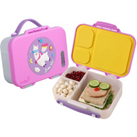 rabitat Munchbee 3-Sectional Lunchbox for Kids - Leakproof Dividers, BPA-Free Material, Easy to Open for School