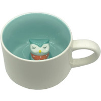 NOSCOMP 3D Animal Cup Coffee Mug Comes With A Cute Inside Creative Morning Mug Animal Cup For Hot And Cold Tea Milk Coffee Perfect For Kids Decorations Best Office Cup (Owl) (Ceramic), 400 ML