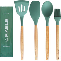 FiABLE Premium Silicone Spatula Set of 4 for Non Stick pan, Spatula Set of Cooking - Heat Resistant, FDA Certified - Hybrid Combo of 4 Green