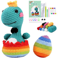 PATPAT Crochet Kit - Complete DIY Rainbow Dinosaur & Egg Toy Crafting Set, Beginner-Friendly with Tools, Materials & Instructions, Ideal Gift for Creative Kids & Adults, Artistic Home Decor