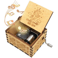 EITHEO Kid Wooden Antique Carved Hand Crank Twinkle-Twinkle Little Star Theme Music Box