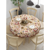 Clasiko 100% Cotton 6 Seater Round Table Cover; 72x72 Inches; Multicolor Flowers
