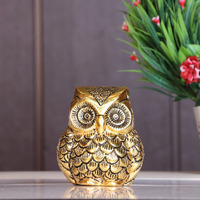 KridayKraft Vintage Metal Owl Showpiece and paper weight Metal handicraft idol for home decor and office.