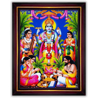 Pavan Photo Laminations Lord Satyanarayana Swamy Bhagwan Satyanarayan Wall Painting Framed Home Decor (Wood,Matte,Brown,Small Size,6 x 8 Inch) B618S