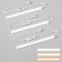 Hoteon Led Under Cabinet Light, Closet Light with 3 Color Modes(3000K/4000K/5700K), 10 Level Brightness, 7W USB Plug Batten Light, Counter Light, White (3 Pack) (Upgrade Version)