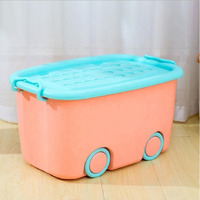 PARASNATH Rolling Storage Container Box (PinkBlue Colour)- 45 Litre Super Large With Wheels Size (59X39X30 cm) Launch Offer Actual Price 1999, Polypropylene