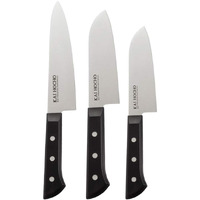 Kai Gift Box Premium Chef Hocho Knife 18.7 cm - Blade, Santoku Big Knife 17.2 cm - Blade and Santoku Small Knife 14.2 cm - Blade, Black Stainless Steel Knife Set (Pack of 3)