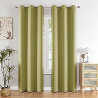 HOMEMONDE 71% Room Darkening Long Door Blackout Curtains 9 Feet - Thermal Insulated, Noise Reduced, Heavy Curtain, Set of 2, Avacado Green (108 Inches)