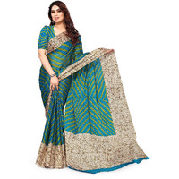 MIRCHI FASHION Womens Plain Weave Chiffon Laheriya Printed Saree with Blouse Piece (38662-Turquoise, Green)
