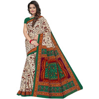 TAMAIRA FASHION Womens Plain Weave Pure Cotton Saree Without Blouse Piece(1560_Beige&SeaGreen)
