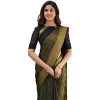 Flosive Womens Kanjivaram Silk Saree With Handloom Weaving Work With Blouse (BLACK)